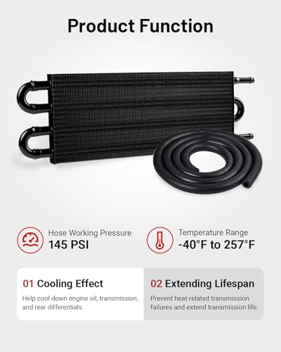 EVIL ENERGY 5/16 in Transmission Oil Cooler Kit, 4 Pass, Black - color: Black, size: 4 Pass