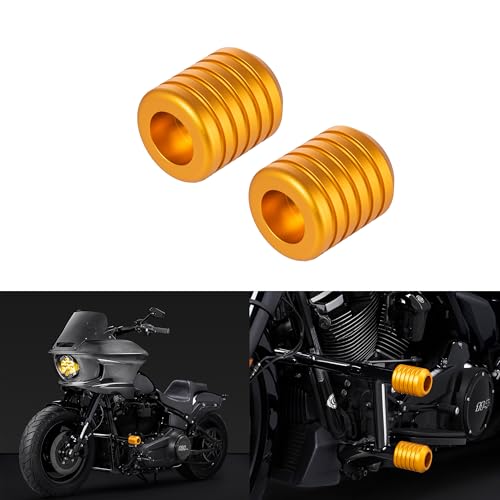 Advanblack Motorcycle Frame Sliders Machined CNC Alumium Crash Bar Slider Fit All Flat Out & Highway 1 1/4" Crash Bar Saddlebags Guards (Gold) - color: Gold