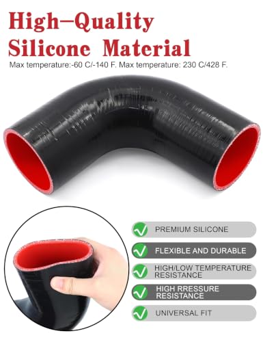 90 Degree Elbow Coupler ID 3 Inch 5-ply Silicone Hose & Clamp,4" Leg Length - size: 5-Ply ID 3 Inch
