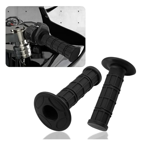 2PCS Motorcycle Grips,Anti-Slip Rubber Dirt Bike Grips with 7/8" Left & 1" Right Compatible with CRF KXF,Universal Motorcycle/Bike Handlebar Grips for Women & Men (Black) - color: Black