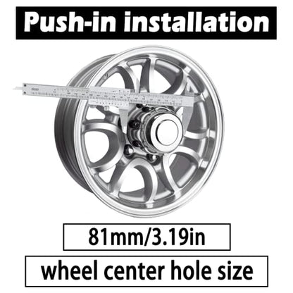 2Pcs 3.19" OD 3.62" H Trailer Wheel Center Caps with Removable Top - color: Chrome, size: 3.19" OD 3.62" H