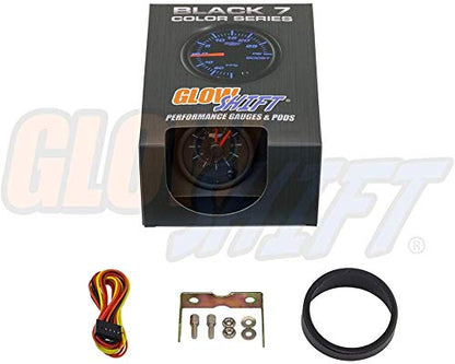 GlowShift Black 7 Color Dual Analog Clock Gauge Kit, 2-1/16" 52mm