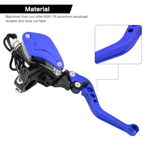 7/8" 22mm Motorcycle Brake Clutch Pump Lever, Blue - color: Blue