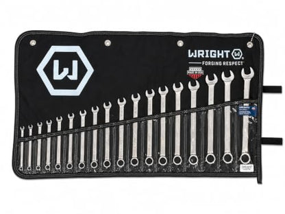 Wright Tool 758 Combination Wrench Set 12 Point Metric Satin Finish 18 Piece 7MM - 24MM Forged Steel USA Made Anti-Slip Hand Tool Wright Grip 2.0 - size: 18-Piece