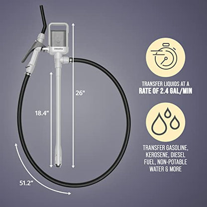 Deway Auto Fuel Transfer Pump, Removable Rubber Hose, D Battery, 2.4 GPM - style: Hand Trigger Nozzle w/ Rubber Hose