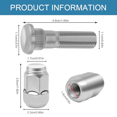 M12x1.50 Chrome Wheel Lug Stud Nut Set, Hub Bolt - size: 4PCS