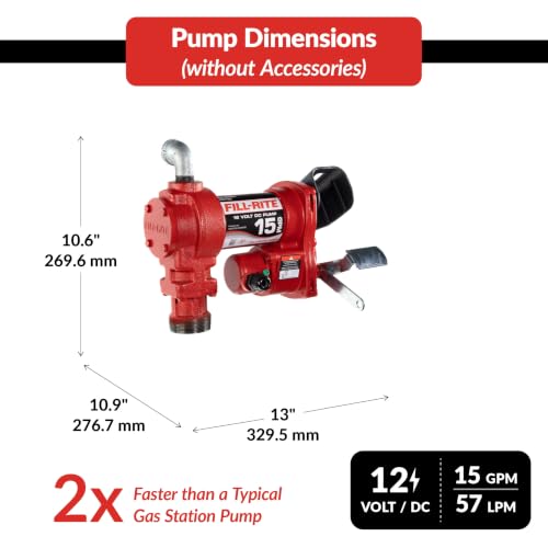 Fill-Rite FR1204H 12 V 15 GPM Fuel Transfer Pump (Pump Only Model) | Gasoline, Diesel, Kerosene, Ethanol Blends, Methanol Blends, & Biodiesel - style: Pump Only