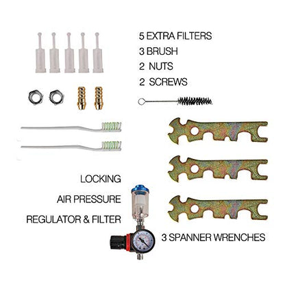 ETOSHA HVLP Spray Gun Set 3pcs, Auto Paint Primer with Air Regulator & Maintenance Kit, Paint Sprayer with Cups for Various Painting Projects（1.0mm, 1.4mm&1.8mm Needle Nozzle Set） - size: Standard Kit