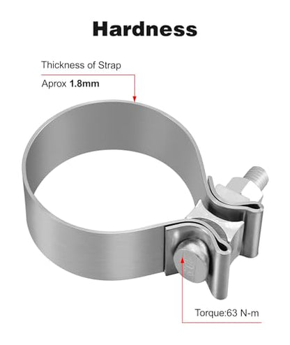 EVIL ENERGY 2.0 Inch Exhaust Clamp,Narrow Band Muffler Clamp Stainless Steel for Pipes,Mufflers,Catalytic Converters 2PCS - size: 2.0 inch