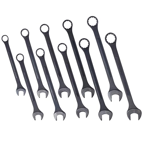 Jumbo Combination Wrench Set | 10 Piece | SAE | 1-5/16” to 2” | Open End | Storage Bag Included | for Professional Mechanic Use – Large Wrench Set - color: Sae, size: 10-Piece Set