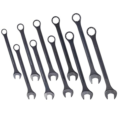 Jumbo Combination Wrench Set, 10-Piece SAE (1-5/16"-2-1/2"), Black Oxide, Pouch - Widest SAE Range, Commercial Grade, Heavy Duty Industrial Applications - color: 10-piece Sae (1-5/16"-2-1/2"), Black Oxide