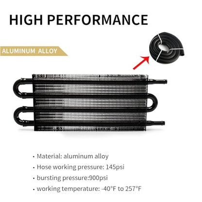 4 Pass Tube and Fin Transmission Cooler Universal 5/16" Oil Cooler Kit Aluminium Black - size: 4 Pass