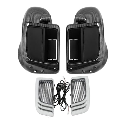 Green-L Carbon Fiber Lower Vented Leg Fairing and LED Turn Signals Light Kit Fit for Harley Touring Road King Street Glide Electra Glide Ultra 2014-2024 - color: Gloss Black #2-Glove Box