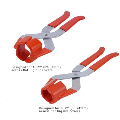 Steel Lug Nut Cover Puller, 2 Set Heavy Duty Puller for 1-1/2" and 1-3/7" Across Flat Lug Nut Covers, Zinc Plated - size: 1-1/2" & 1-3/7"