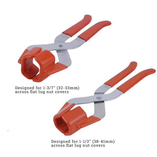 Steel Lug Nut Cover Puller, 2 Set Heavy Duty Puller for 1-1/2" and 1-3/7" Across Flat Lug Nut Covers, Zinc Plated - size: 1-1/2" & 1-3/7"