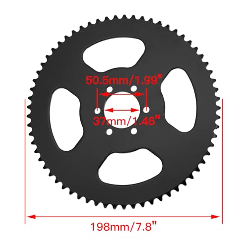 YOXUFA 65 Tooth Sprocket 35 Chain with 140 Links Replacement for Coleman CT100U CC100X Baja Doodle Bug Blitz Dirt Bug Racer DB30 Motovox Mbx10 Predator 97cc 100cc 2.5hp Mini Bike Powersports Parts