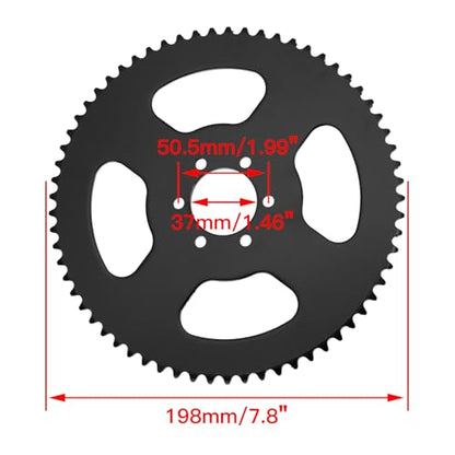 YOXUFA 65 Tooth Sprocket 35 Chain with 140 Links Replacement for Coleman CT100U CC100X Baja Doodle Bug Blitz Dirt Bug Racer DB30 Motovox Mbx10 Predator 97cc 100cc 2.5hp Mini Bike Powersports Parts
