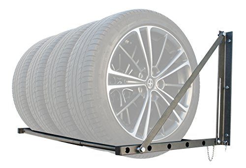 MaxxHaul Adjustable Wall Mount Folding Tire Rack – 32 to 48 Inch Width – 300 lb Capacity – Heavy Duty Steel Garage Tire Storage Holds 4 Tires – 70489 - color: Grey