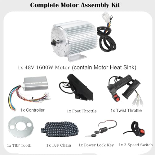 Kunray 1600W 48V Go Kart Electric Motor Kit,Throttle,33A Speed Controller - size: 48V 1600W, style: Standard Motor Kit