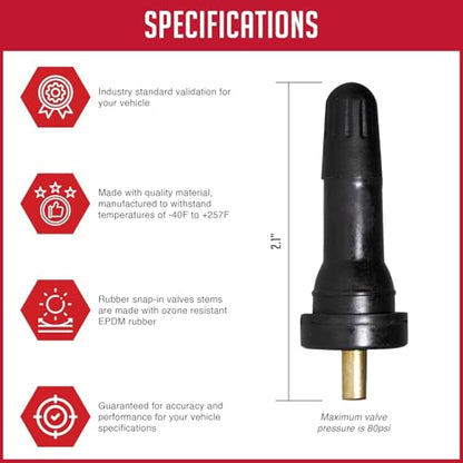 Wheel Accessories Parts PDQ TPMS 12 Pack Replacement Rubber Snap-in Valve Stem for Jeep RAM Equivalent to: Dill VS-65, OEM: 68206635AB - size: 12 PC - Black, style: Dodge Chrysler Ram