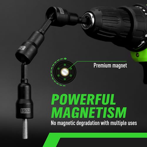 Magnetic Nut Driver Set, 20-Piece Metric & SAE 1/4" Hex Shank, Drill Socket Set, Impact Driver Bit Sets, Magnetic Bit Holder with Aluminum Alloy Snap Clip, 65mm Long Hex Bits, Quick Change Tool - color: 20pcs 65mm Black