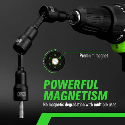 Magnetic Nut Driver Set, 20-Piece Metric & SAE 1/4" Hex Shank, Drill Socket Set, Impact Driver Bit Sets, Magnetic Bit Holder with Aluminum Alloy Snap Clip, 65mm Long Hex Bits, Quick Change Tool - color: 20pcs 65mm Black