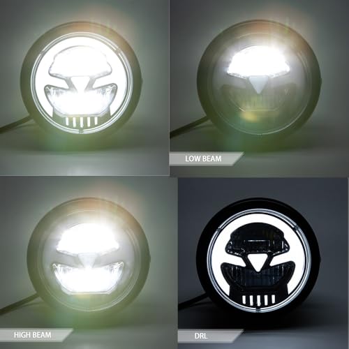 Motorcycle Headlight 5.75 inch Round LED with Mounting Brackets Assembly, Front Headlamp with DRL High/Low Beam for Cafe Racer E-bike Bobber Chopper (style A) - style: style A