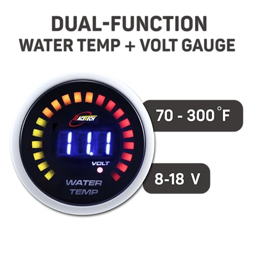 RACETECH 52mm Digital Dual Water Temp & Voltmeter - size: Water Temp & Volt