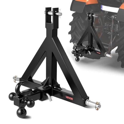VEVOR 3 Point Trailer Hitch 2" Receiver, 3pt Quick Hitch Attachment with Towing Balls and Hook, Tractor Tow Drawbar Adapter for Kubota, Mahindra, John Deere,Category 1 Tractor Farm Equipment - size: ‎20.87 "Lx 21.1 "H, style: With Towing Ball