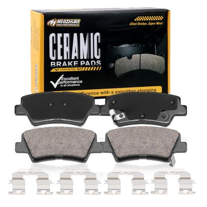 Ceramic Rear Brake Pads Set Compatible with Hyundai Accent/Elantra/Elantra GT/Elantra Coupe/Sonata/Veloster;Kia Cadenza/Forte Koup/Soul/Optima/Forte/Forte5/Rio/Soul EV (D1544) - color: HZ1544