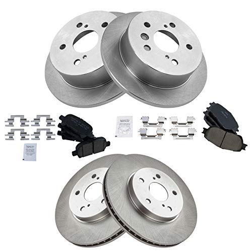 TRQ Front and Rear Brake Pad and Rotor Set Ceramic - style: BKA11720
