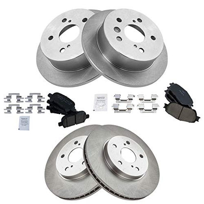 TRQ Front and Rear Brake Pad and Rotor Set Ceramic - style: BKA11720