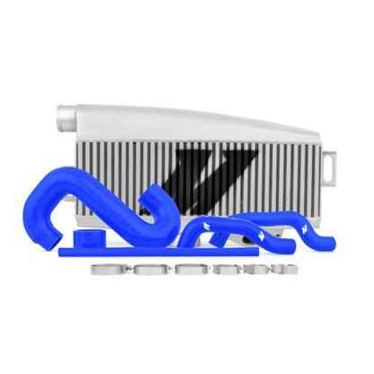Mishimoto MMTMIC-WRX-01SLBL Top-Mount Intercooler Compatible With Subaru WRX/STI 2001-2007 Silver Cooler, Blue Hose - color: Silver Cooler, Blue Pipes