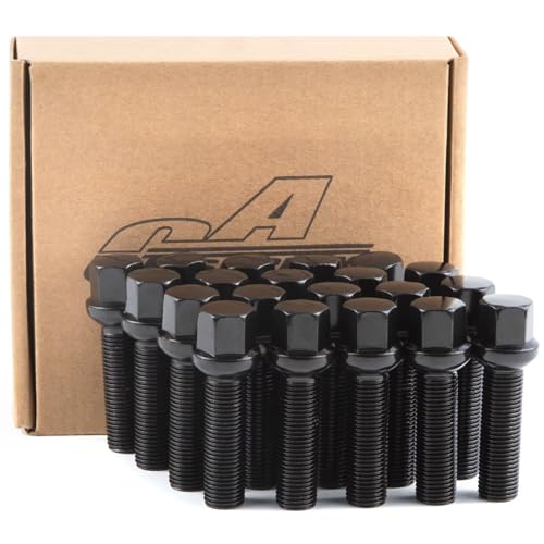 GAsupply M14x1.5 Lug Bolts 45mm Shank, 17mm Hex R13 Ball Seat, 20pcs - color: Black, size: 45mm Shank Ball Seat