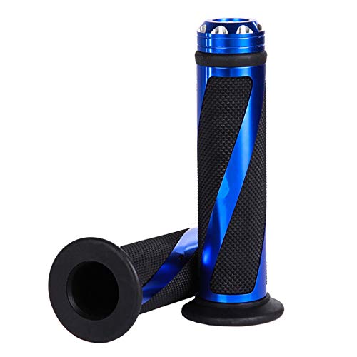 7/8" Aluminum Rubber Gel Hand Grips for Motorcycle Sports Bikes Handlebar - color: Blue