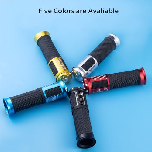 Universal Motorcycle Handlebar Grips Fits for Motorcycles with 7/8" Left Grip and 1" Right. - color: Silver