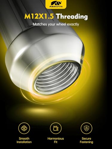 MIKKUPPA M12x1.5 Lug Nuts, Chrome 24PCS Closed End Lug Nuts with Socket - color: Chrome, size: M12x1.5, style: 24 PCS