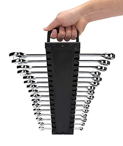Steelman Pro 16-Piece Metric 6-Point Combination Wrench Tool Set, Durable Steel with Full Polish Chrome, Stamped Size Callouts - size: 16-Piece Metric Wrench Set