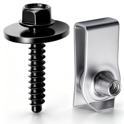weideer 50PCS M4.2-1.41 Universal Fender Liner Bolt Screw U Nuts Kit,Engine Splash Shield Hex Head Screw U Clips,Automotive Body Screws Clips - color: SV-M4.2 U Clips+Bolts