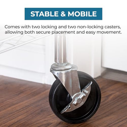 Honey-Can-Do 4" Swivel Caster Wheels Set of 4, Heavy Duty for Wire Shelving - color: Black