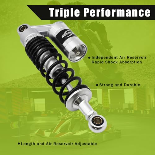 Universal 320mm Shock Absorber, Damping System for Street Bikes, Go Karts, Scooters & ATVs, Motorcycle Rear Suspension Upgrade - color: BLACK-SILVER