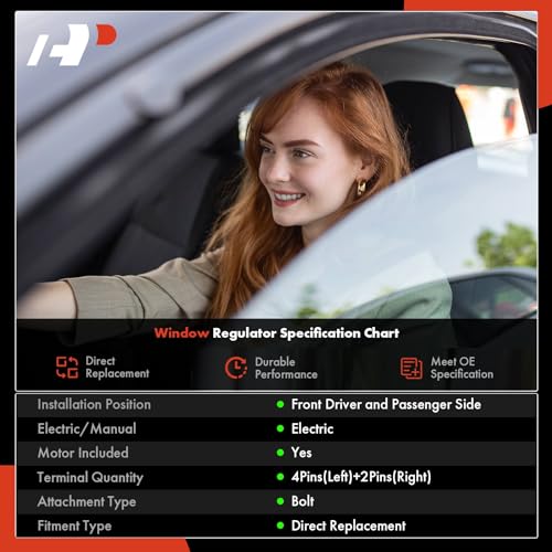 A-Premium Front Driver and Passenger Side Power Window Regulator with Motor - style: Front Driver and Passenger