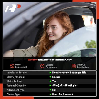 A-Premium Front Driver and Passenger Side Power Window Regulator with Motor - style: Front Driver and Passenger