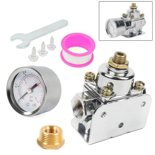 BARTOO 12-803 Adjustable Fuel Pressure Regulator with Gauge 4.5-9 PSI - size: 12-803