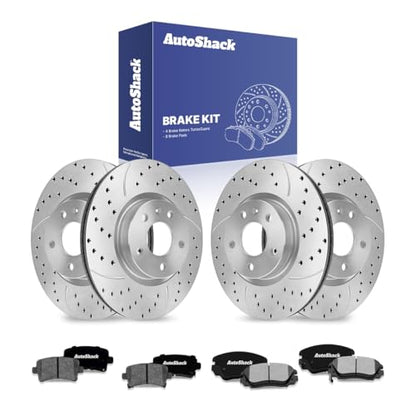 AutoShack Front & Rear Coated Rotors & Ceramic Pads for Chevy Malibu 2015 - style: TurborGuard & Pad