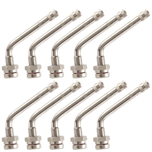 10 Piece TR545D 60 Degree Valve Stems for Commercial Vehicles. Fits 0.382"+0.0118" Valve Hole Dia, Length 3.78'', Nickel-Plated Brass, Silver - size: TR545D 10pcs