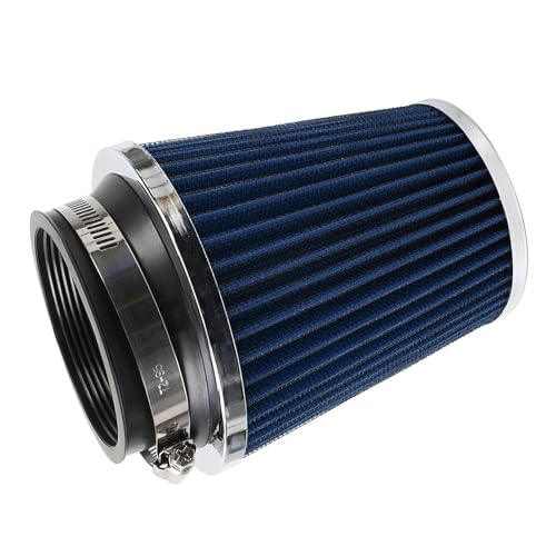 Clamp-On Cold Air Intake Filter, High Performance, Washable Filter, Replacement Air Filter, Flange Diameter 3inch/76mm Blue - color: Blue