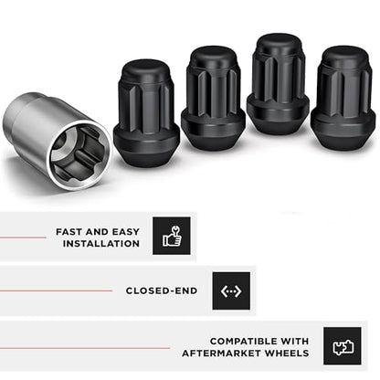 White Knight 40700SMBT Matte Black M12x1.5 Spline Pattern Wheel Lock (Random Lock Pattern) 4 Pack - color: Matte Black, size: 12mm X 1.50 Thread