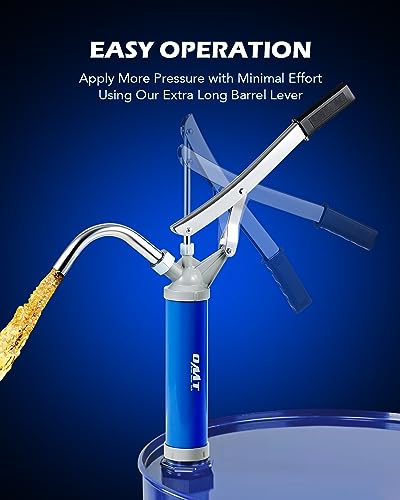 OMT Lever Action Barrel Pump with Telescoping Suction Tube - color: Blue Lever Action Steel Pump