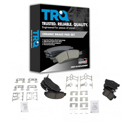 TRQ Front and Rear Brake Pad Set Ceramic Hardware - color: Ceramic, size: BFA12939